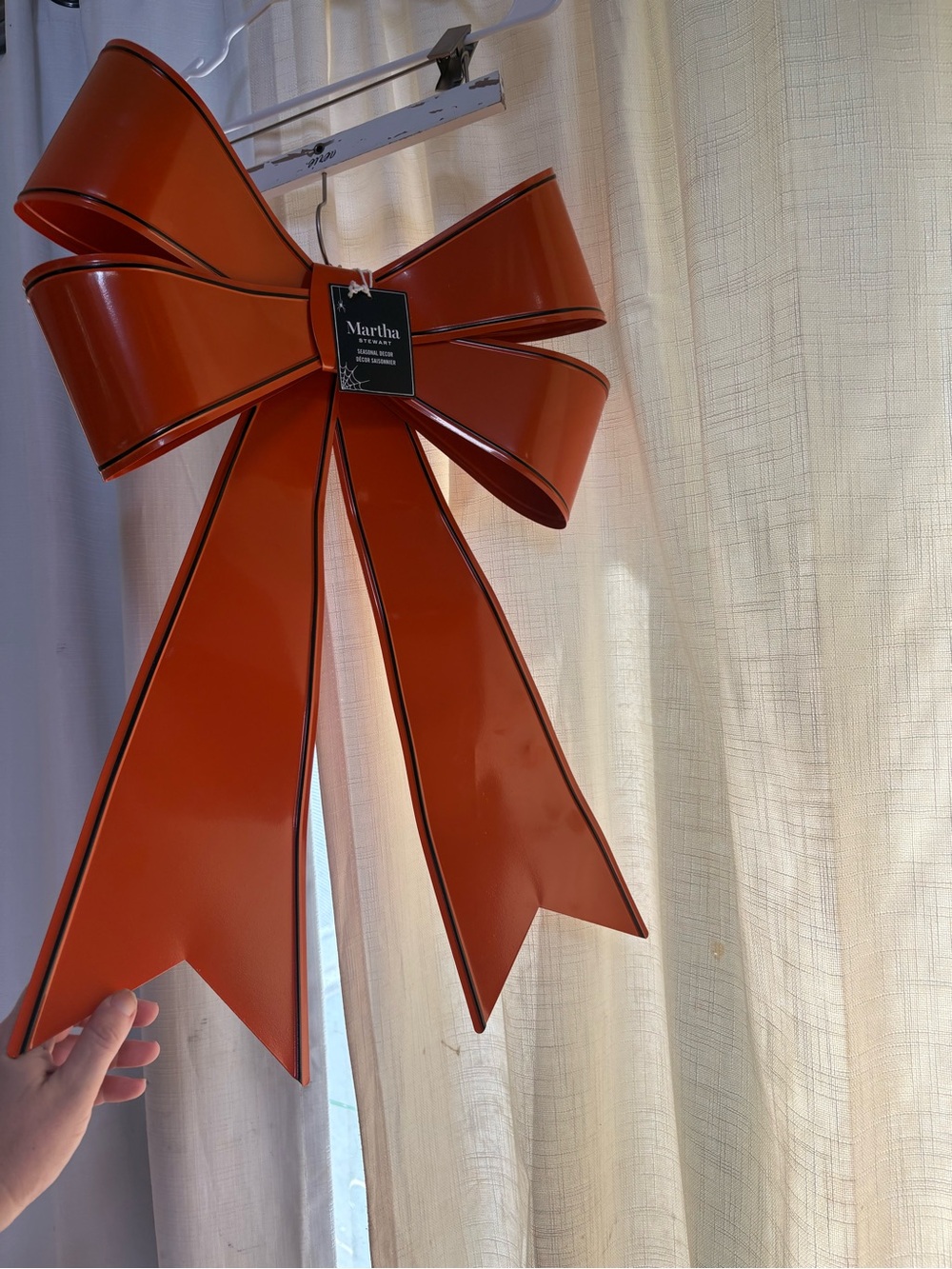 Martha Stewart Metal Bow Wreath Door Decoration 24” jumbo Oversized Orange bow - Picture 5 of 11